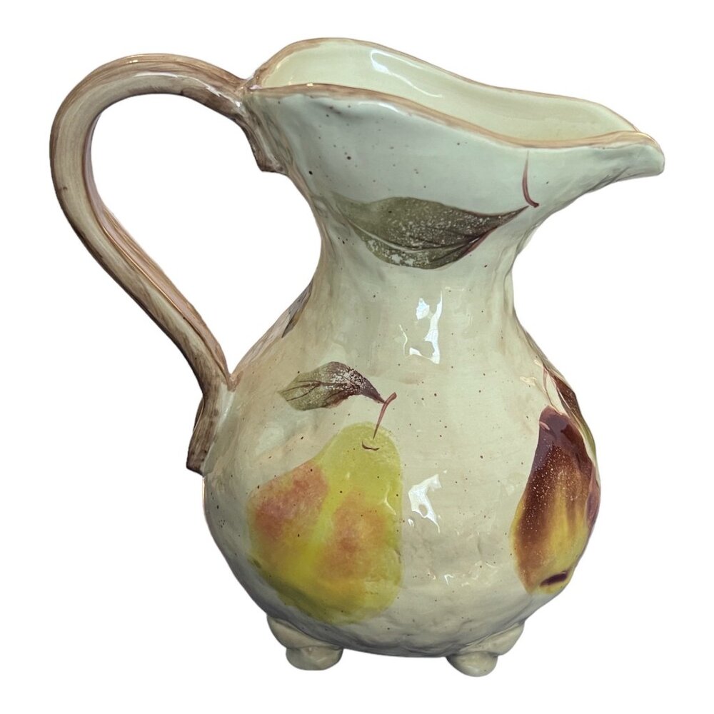 Vintage Giftcraft Pear Pitcher 9.5" tall Ceramic Fruit Tuscan Kitchen Decor